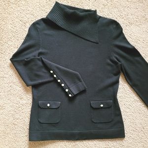 INC Split Neck L/S Pearl Button Knit Sweater